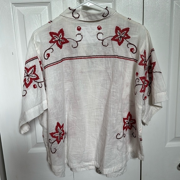 Free People We the Free Wildflower Embroidered Top Cuffed Sleeve Button Down Top - Picture 6 of 6